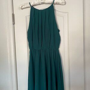 Francesca's Gathered Waist Dress in Evergreen - Size S